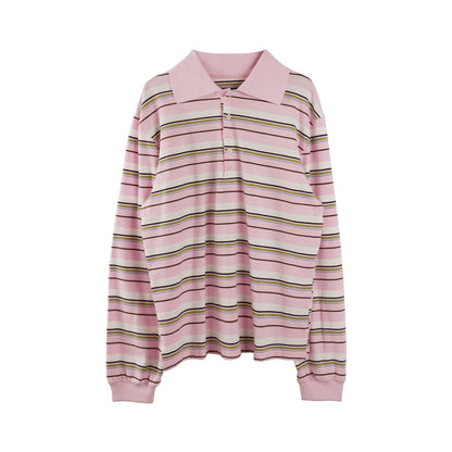 Autumn Texture Long-Sleeved Polo Shirt