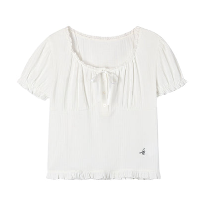 White Cutout Bow T-Shirt