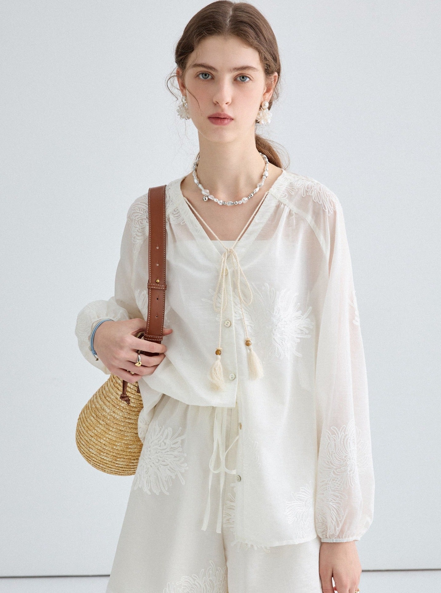 Chinese Embroidered Shirt With Shorts Set