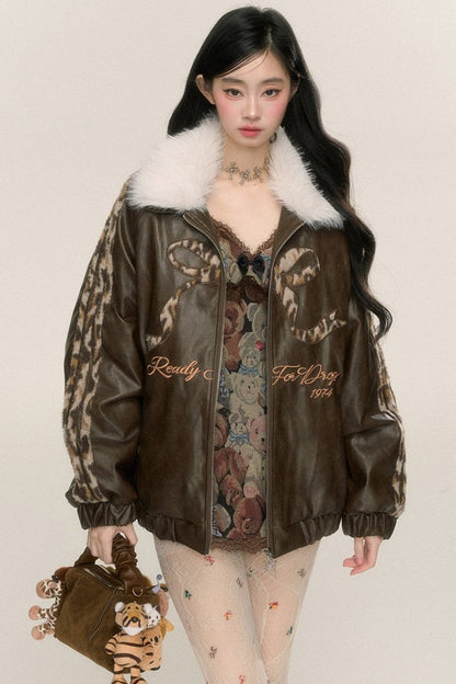 Fur Collar Leather Jacket