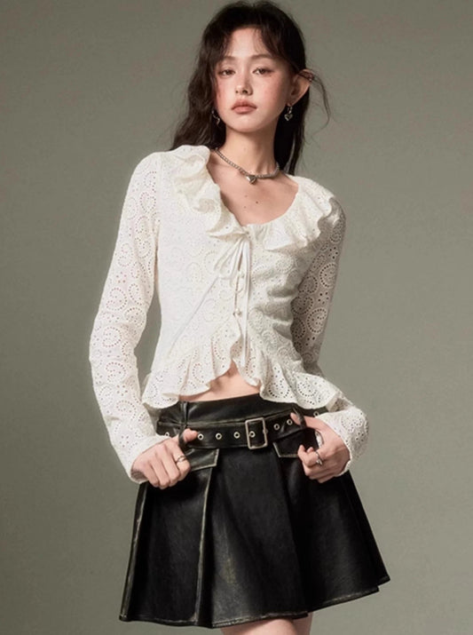 ROMANTIC CUTOUT LACE SHIRT