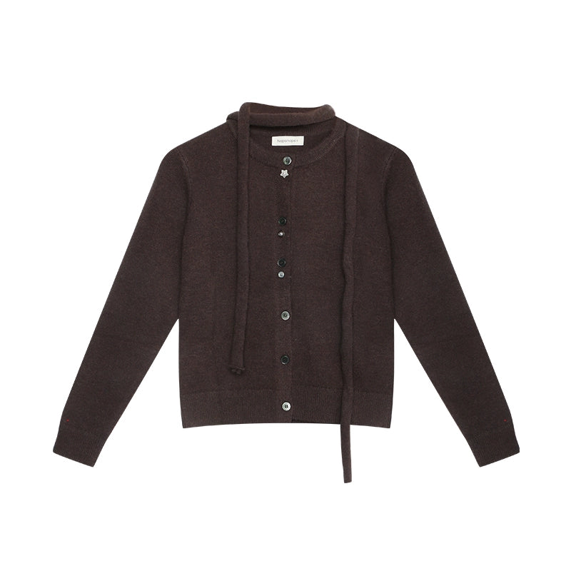 Original Lace-Up Crew Neck Cardigan Set-Up