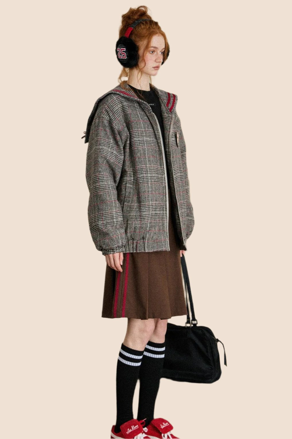 Loose Check Hooded Jacket