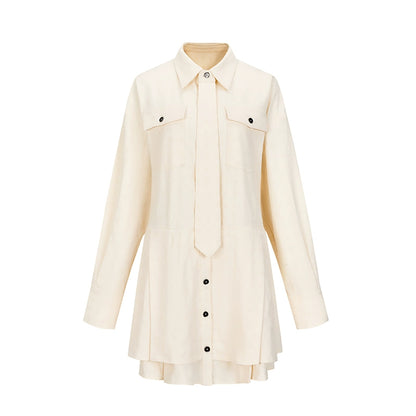 Loose pleated shirt dress