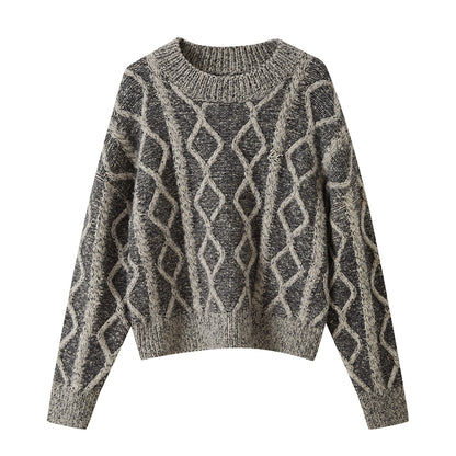 Geometric Knitted Crew Neck Top