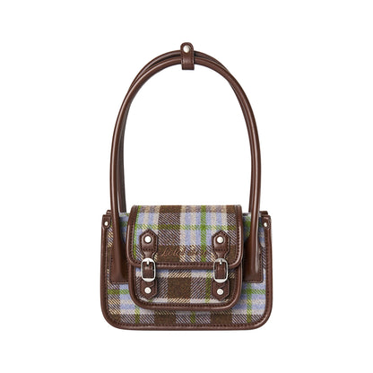 LOLOL ® 24FW Preppy Vintage Vielseitig Check Cambridge Tasche Damen kariert Tote Tasche Umhängetasche