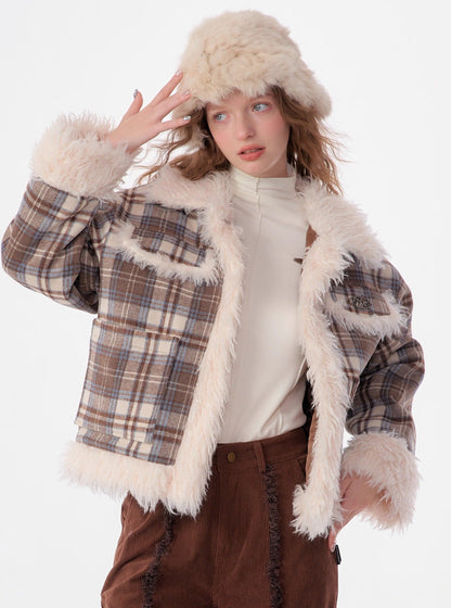 Thickened plaid cotton Coat