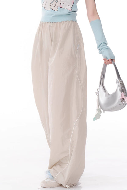 Drape Wide-Leg Casual Pants