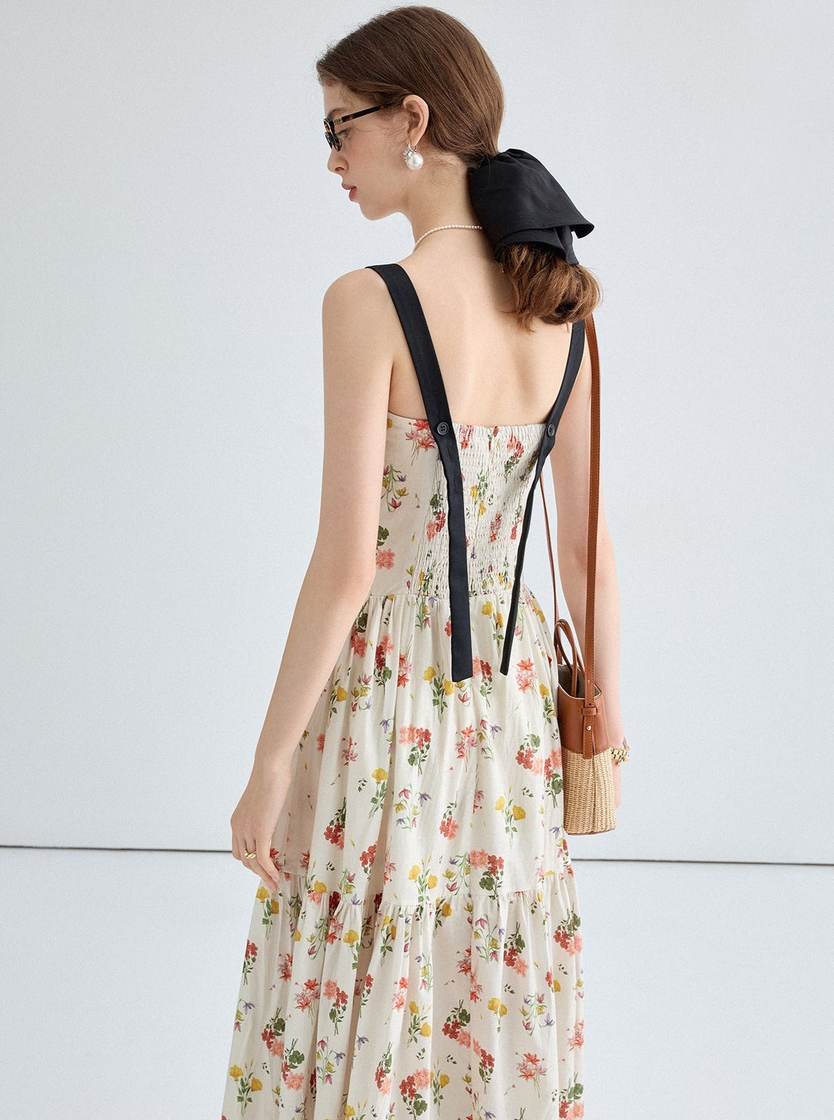 Temperament French Print Slip Dress