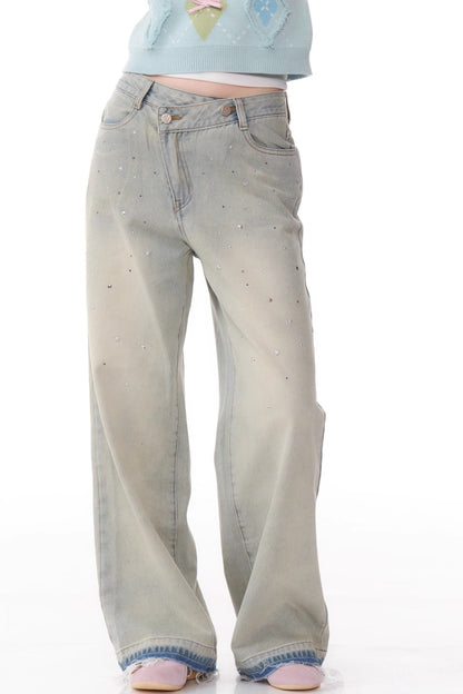 Washed Slim Straight-Leg Jeans