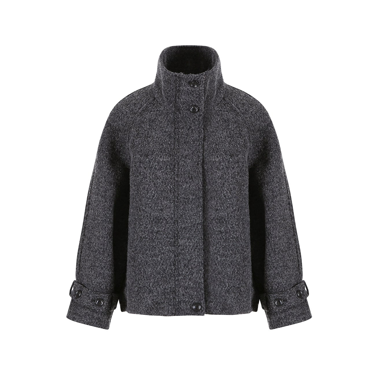 Deep Floral Gray Wool Coat