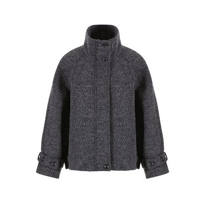 Deep Floral Gray Wool Coat