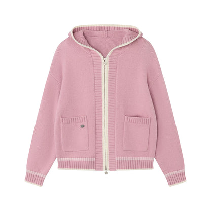 Velvet Snow Hooded Cardigan