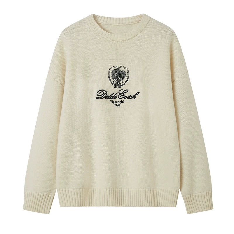 Embroidered Badge Knit Sweater Top