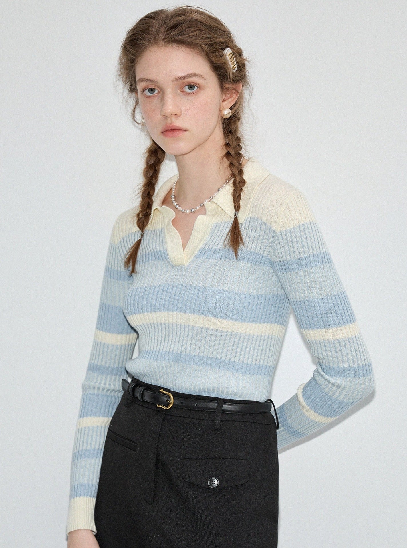 French Vintage Polo Neck Top