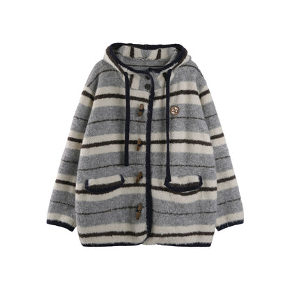 Melard Striped Hooded Coat