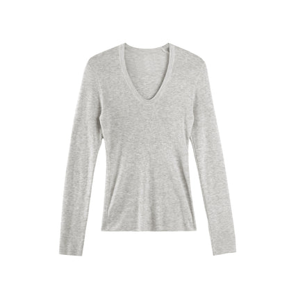 U-Neck Long-Sleeved Knit Top