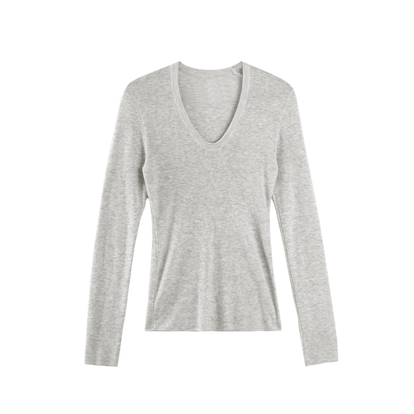 U-Neck Long-Sleeved Knit Top