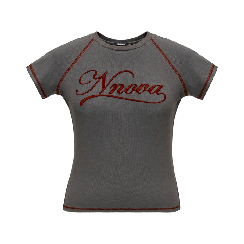 Embroidered Raglan T-Shirt