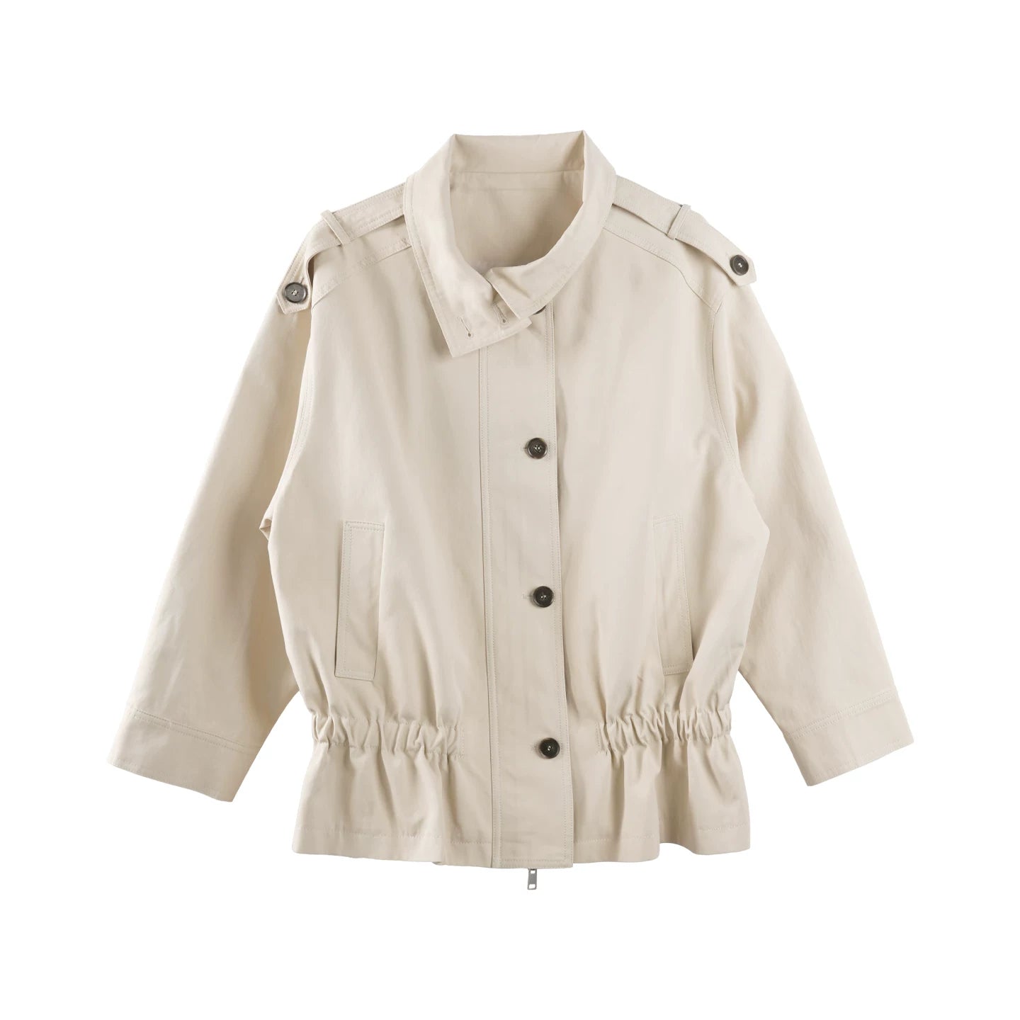 Tencel Cotton Stand Collar Trench Coat