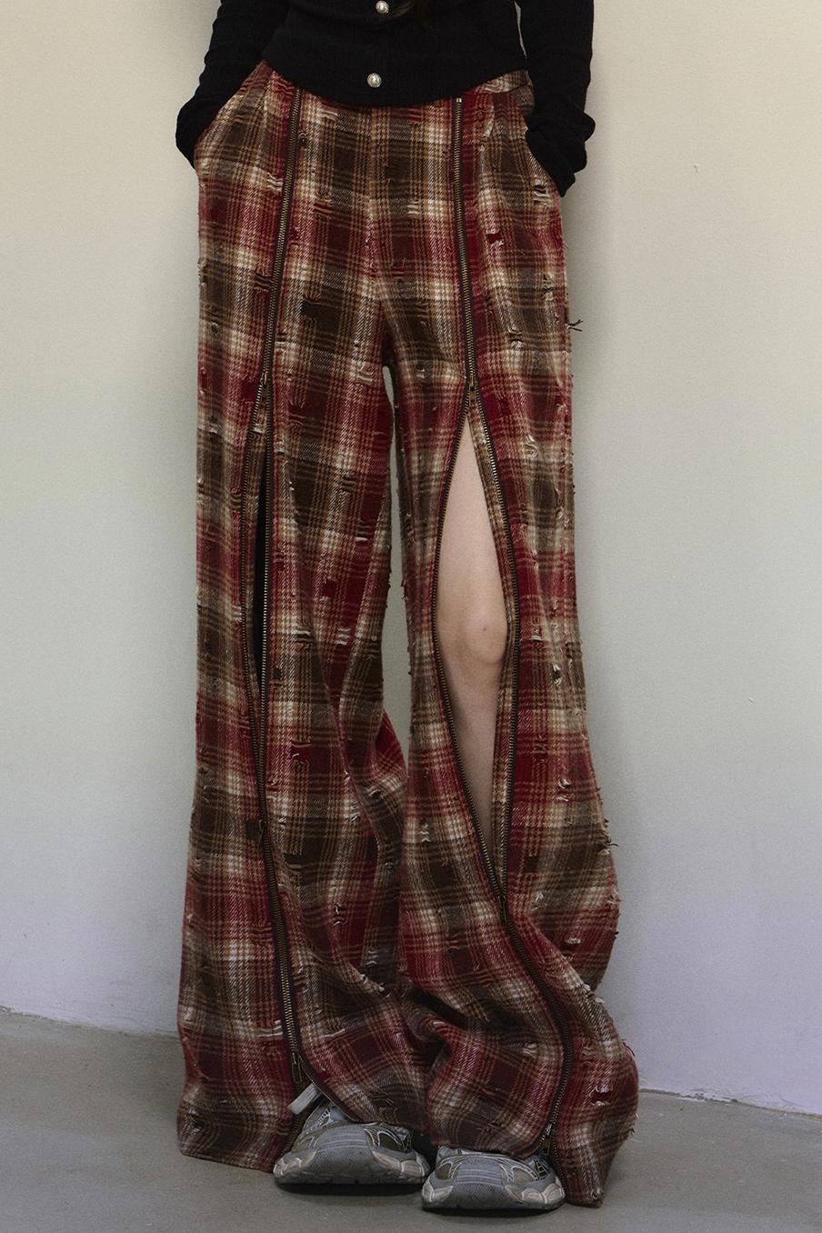 Art Academy Plaid Wide-Leg Pants