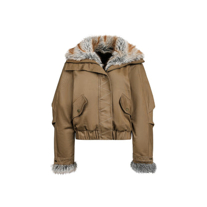 Furry Lapel Cotton Jacket