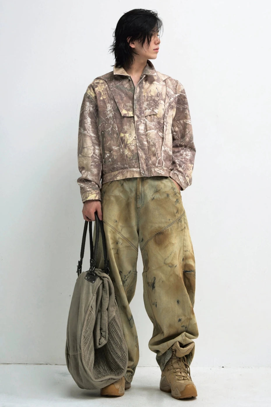 Camouflage Vintage Roll-Lapel Cargo Jacket