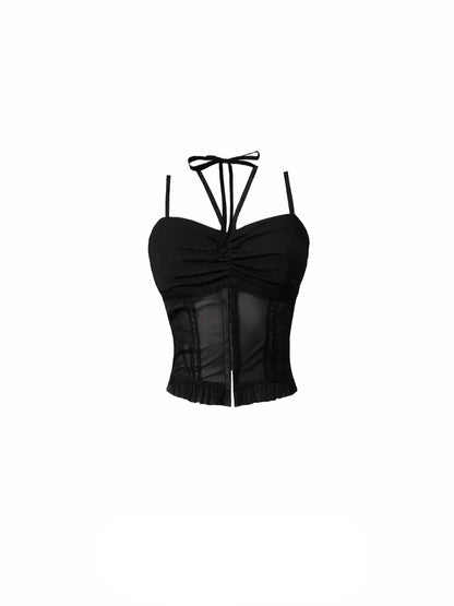 [Spot] fragile Shop - Mitternacht Maler Thai Nische Mesh Struktur Camisole süß und würzig sexy Weste