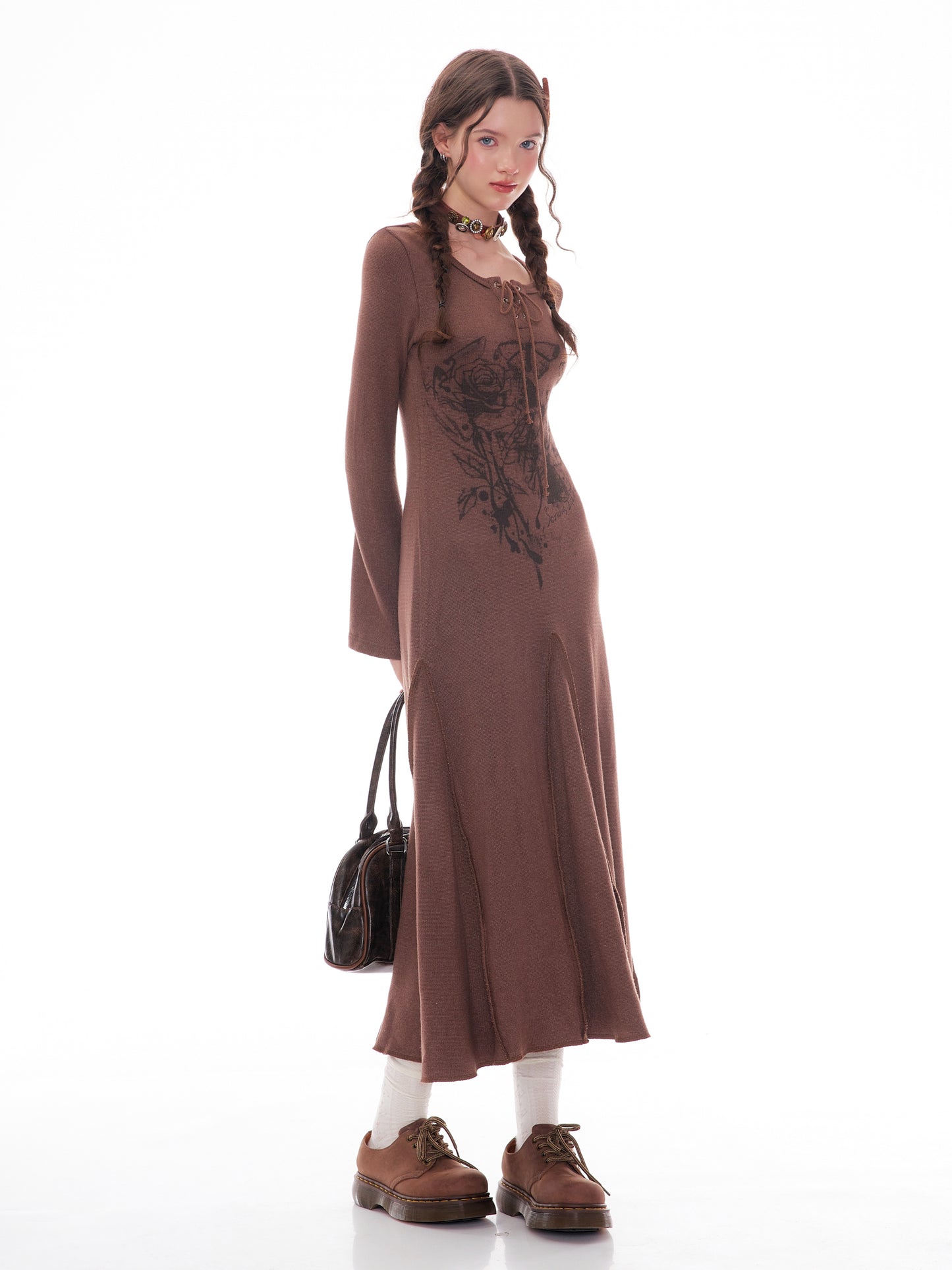 Long sleeve wool knit base Dress