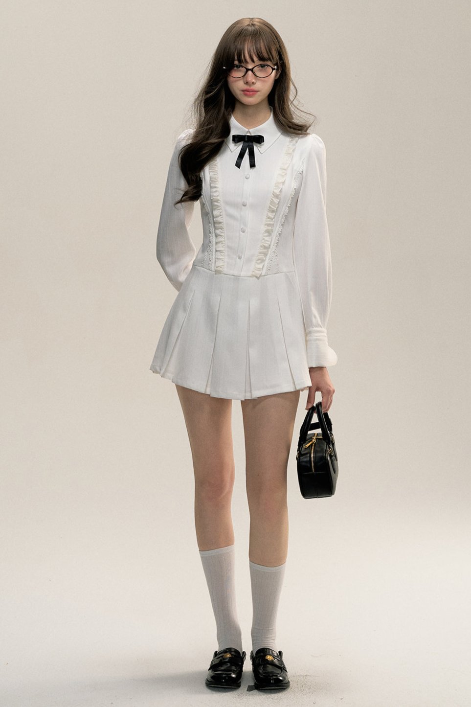 College Pleated Shirt Dress