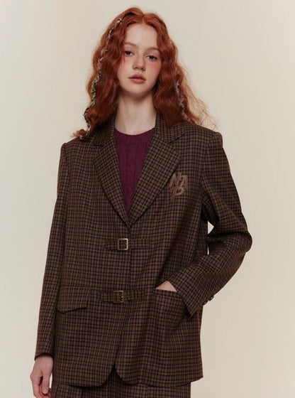 American Retro College Gürtelschnalle Brown Blazer Sets