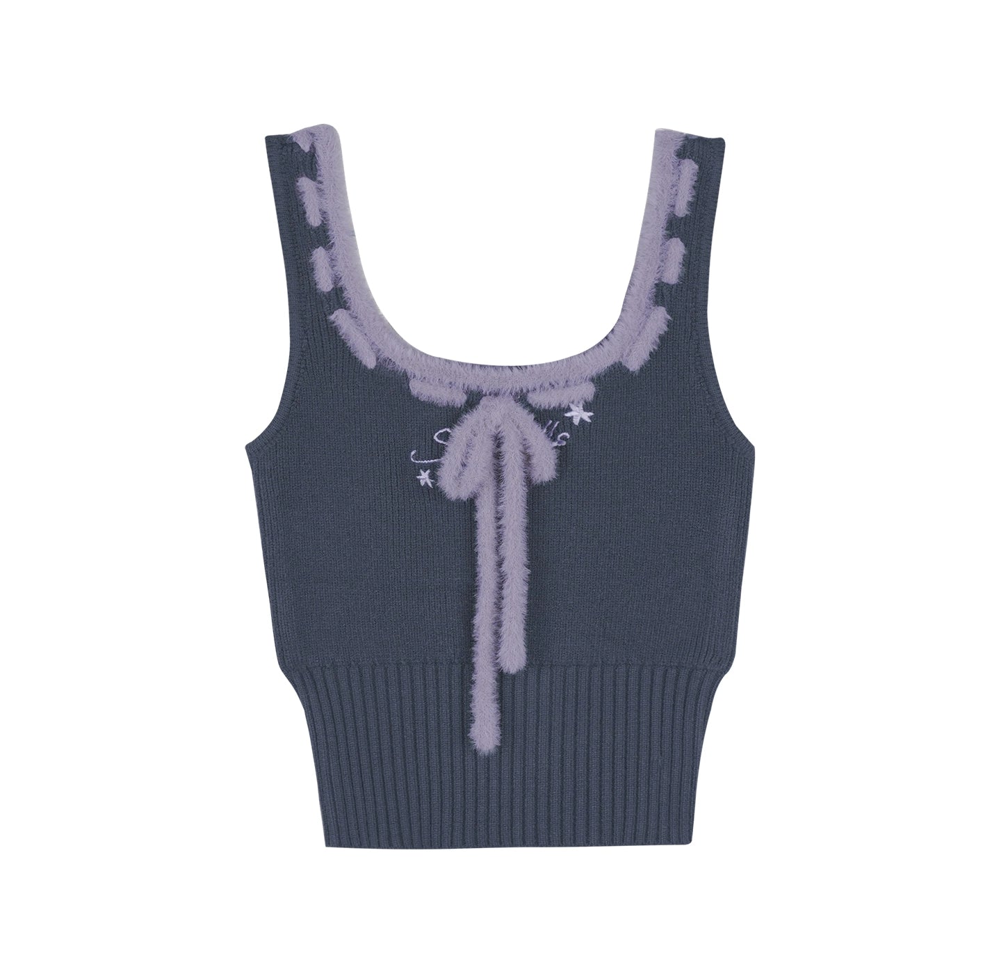 Gray Faux Mink Fur Jacket Vest Set-Up