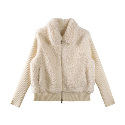 Knitted Patchwork Shearling Jacket