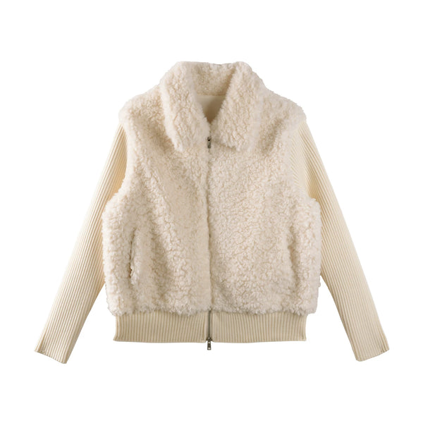 Knitted Patchwork Shearling Jacket