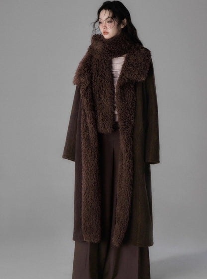 Mid-length velvet thickened corduroy cotton coat