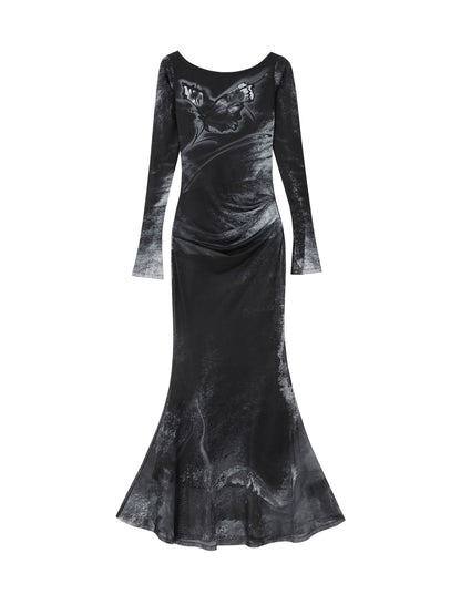 Lace Mesh Knitted Fishtail Dress