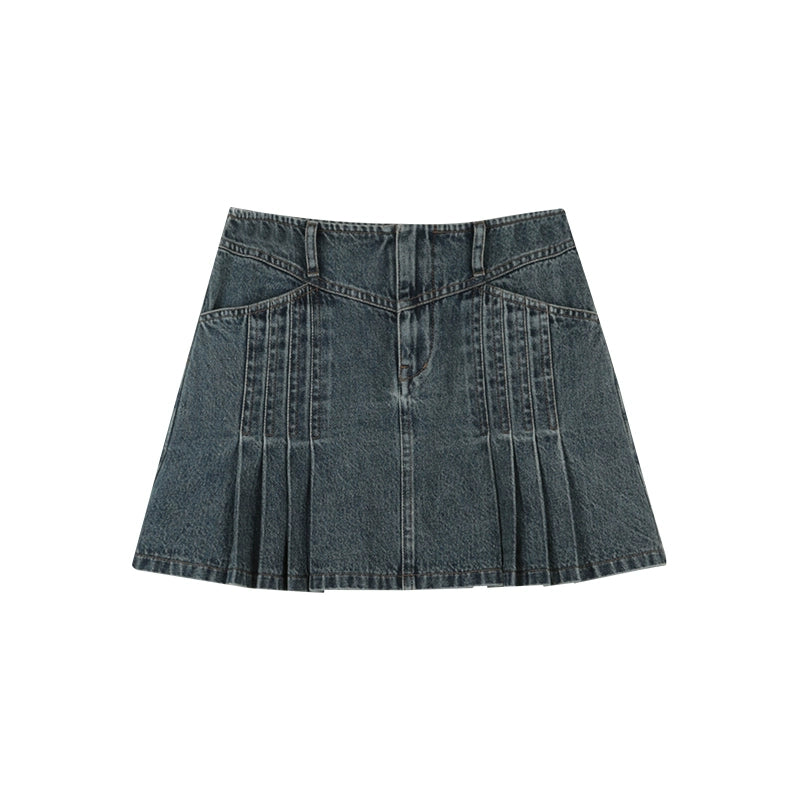 Retro A-line Wrapped Hip Short Skirt