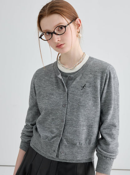 Fake Zweiteiler Rundhalsausschnitt Pullover Top