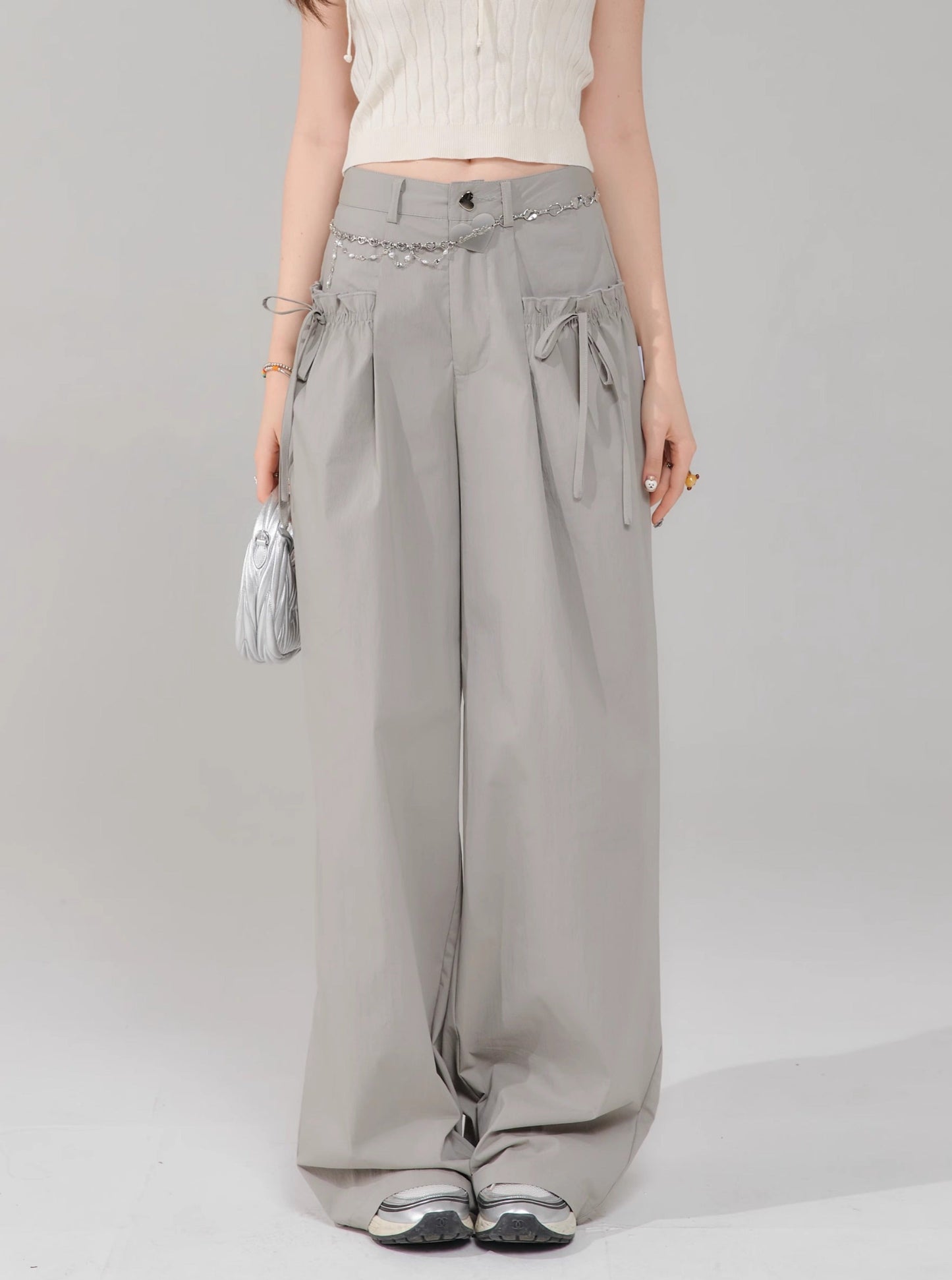 Retro High Waist Gray Pants