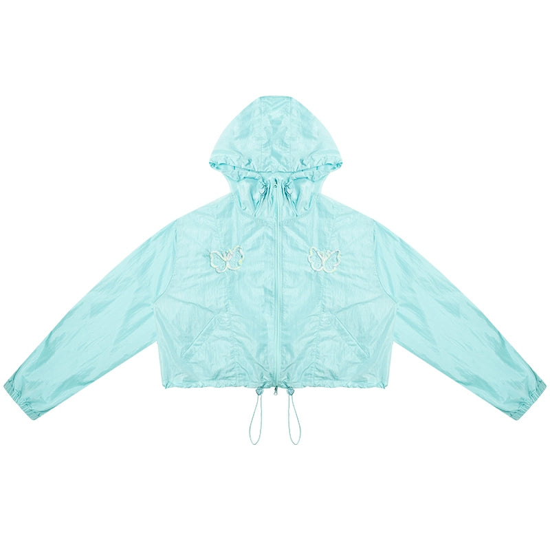 Butterfly Embroidery Hooded Jacket Set-Up