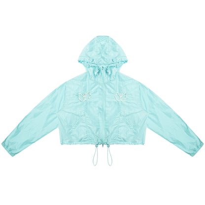 Butterfly Embroidery Hooded Jacket Set-Up