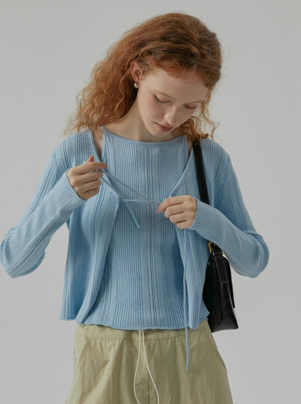 knit two-piece tops set