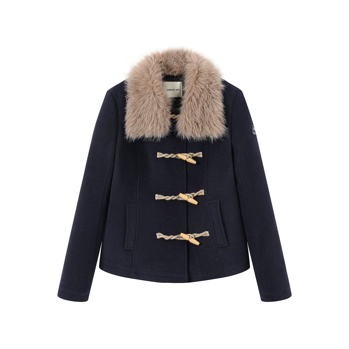 Vintage Toggle Woolen Fur Collar Coat