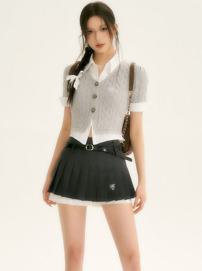 Short Sleeve Pleated Skirt