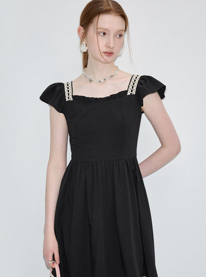 Cinched Waist Black Dress