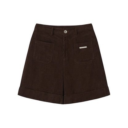 Preppy Casual Corduroy Shorts