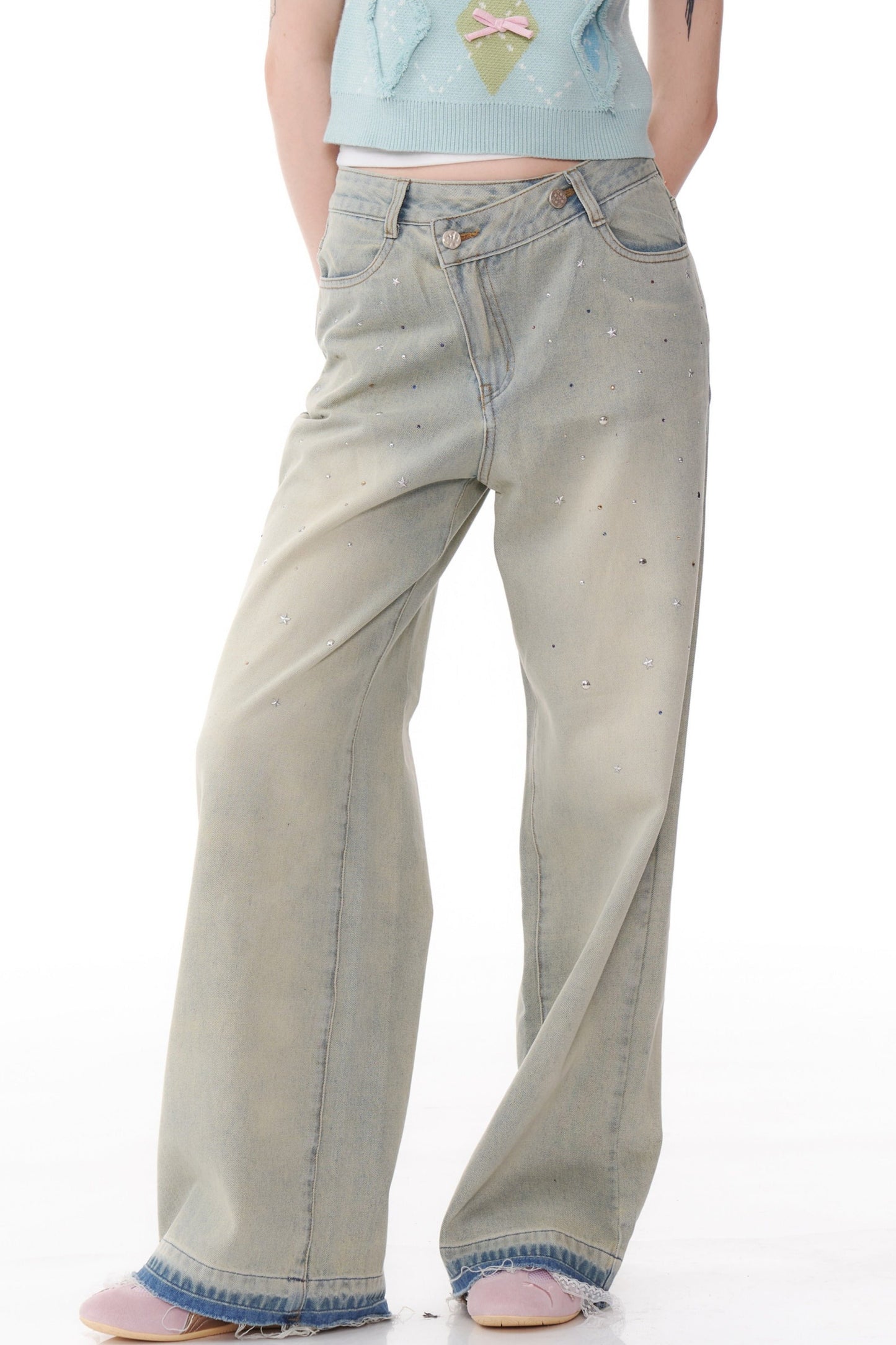 Washed Slim Straight-Leg Jeans