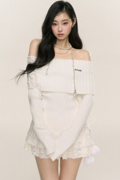 One-Shoulder Long-Sleeve Sweater