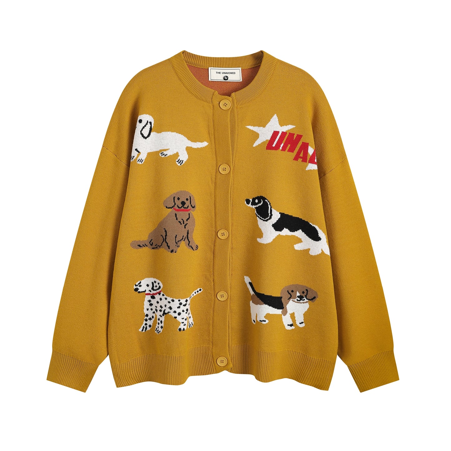 Cute Dog Embroidery Knitted Cardigan