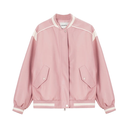 PU pink baseball uniforms jacket